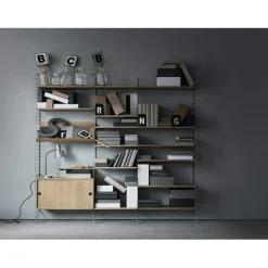 String Cabinet With Sliding Doors 30x78 cm, Black