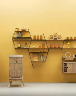 String Cabinet With Sliding Doors 30x78 cm, Black