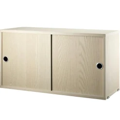 String Cabinet With Sliding Doors 30x78 cm, Black