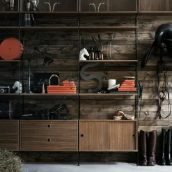 String Cabinet With Sliding Doors 30x78 cm, Black