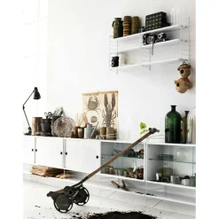 String Cabinet With Sliding Doors 30x78 cm, Black