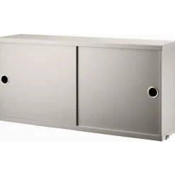 String Cabinet With Sliding Doors 30x78 cm, Black