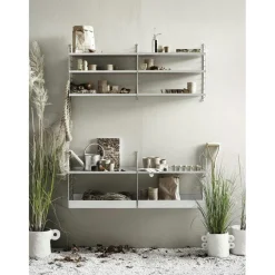 String Shelf With Low Edge Metal 30x58 cm, White