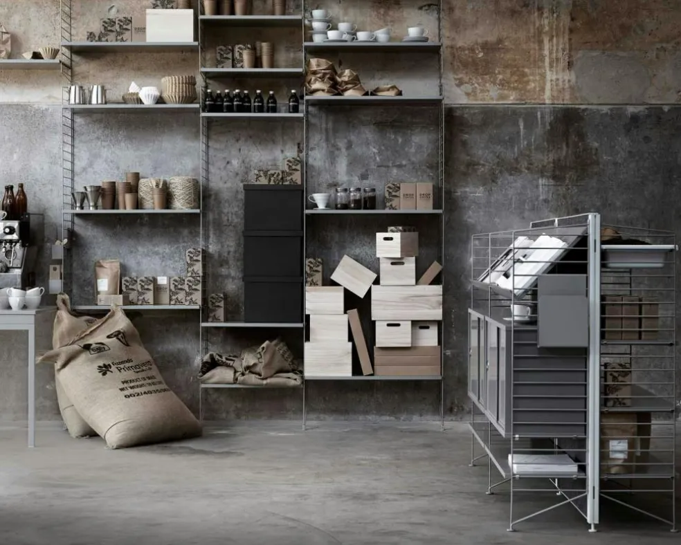 String Shelves 3-pack 78x20 cm, Black Ash