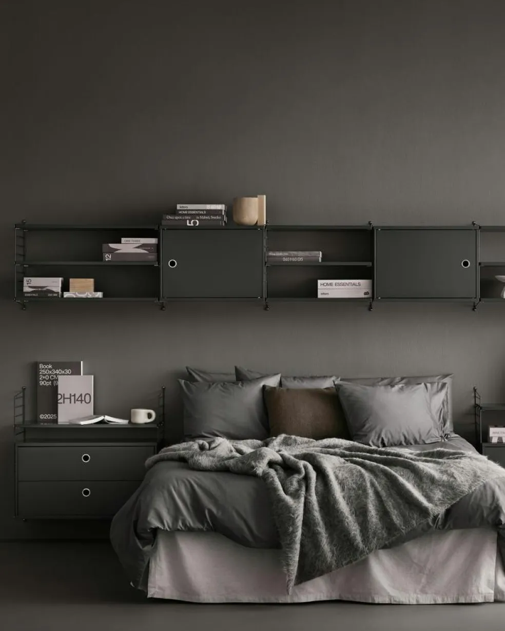 String Shelves 3-pack 78x20 cm, Black Ash