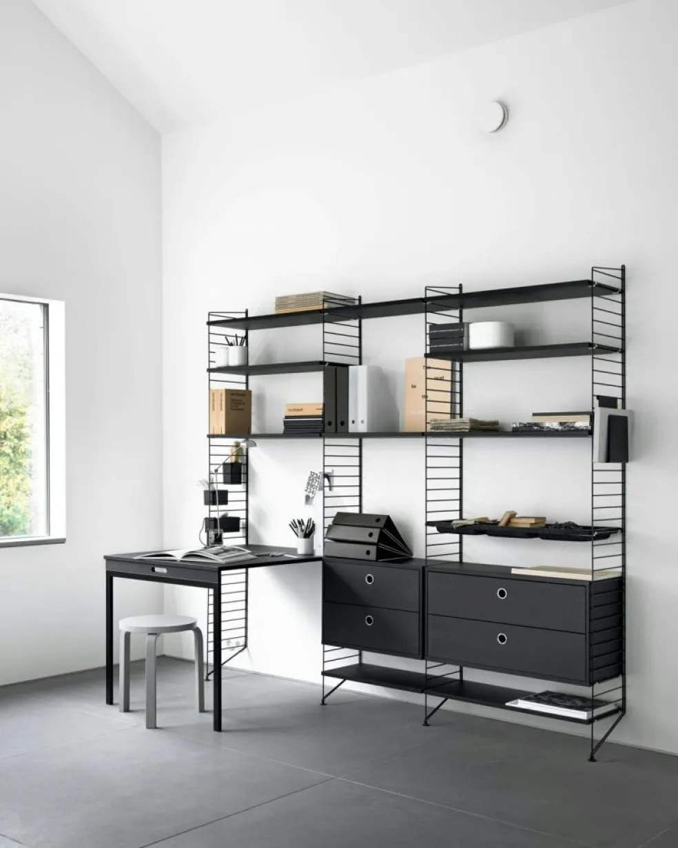 String Shelves 3-pack 78x20 cm, Black Ash