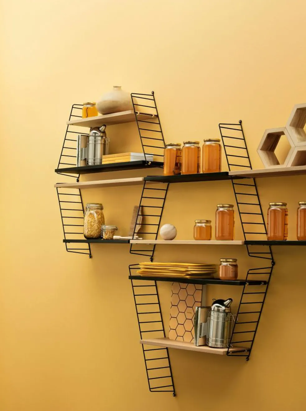 String Shelves 3-pack 78x20 cm, Black Ash