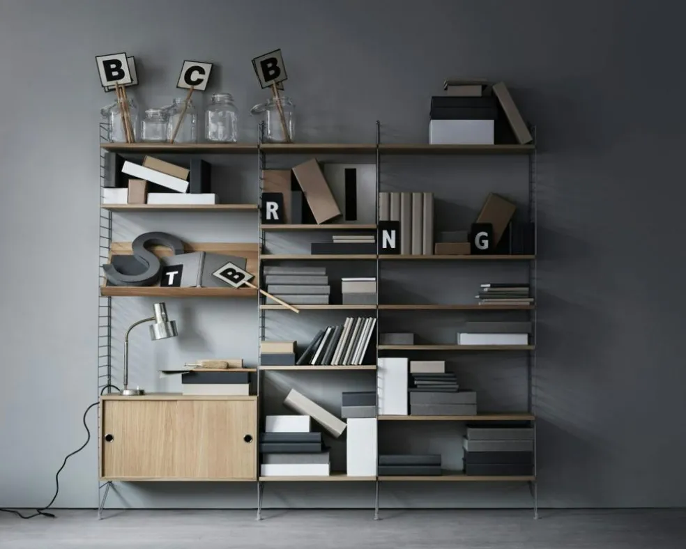 String Shelves 3-pack 78x20 cm, Black Ash