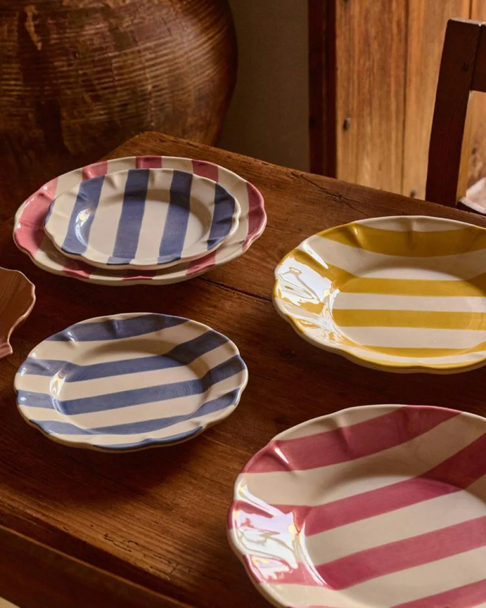 Stripe Plate 28 cm, Blue