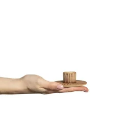 Stripes Candle Holder 8 cm, Cinnamon