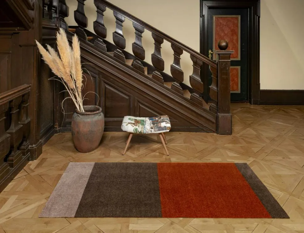 Stripes Rug Sand/Terracotta, 90x200 cm