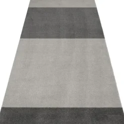 Stripes Rug Steel Grey / Light Grey, 90x200 cm