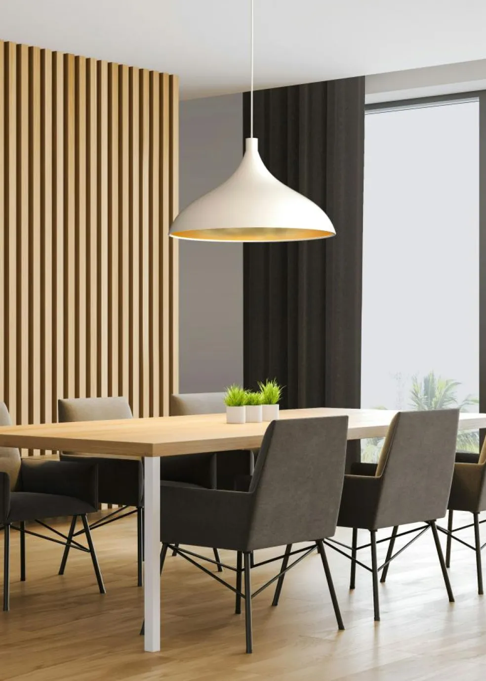 Swell Pendant 41 cm, White / Brass