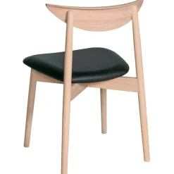 Symphony Chair, Black Leather Seat, White Oiled Oak