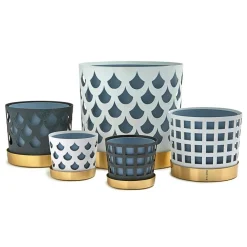 Trio Flowerpot Medium Drop, Blue