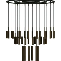 Tubulaire Chandelier Bronzed, 38 Pendants