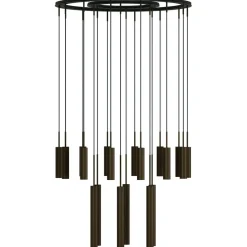 Tubulaire Chandelier Bronzed, 38 Pendants