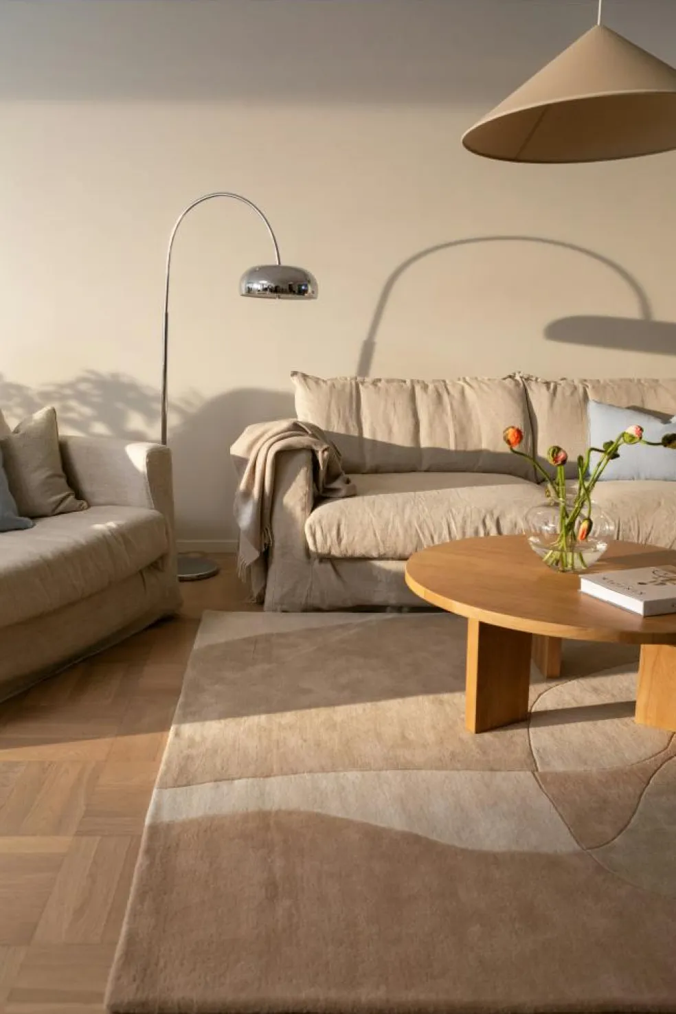 Tulip Wool Rug 180x270 cm, Beige