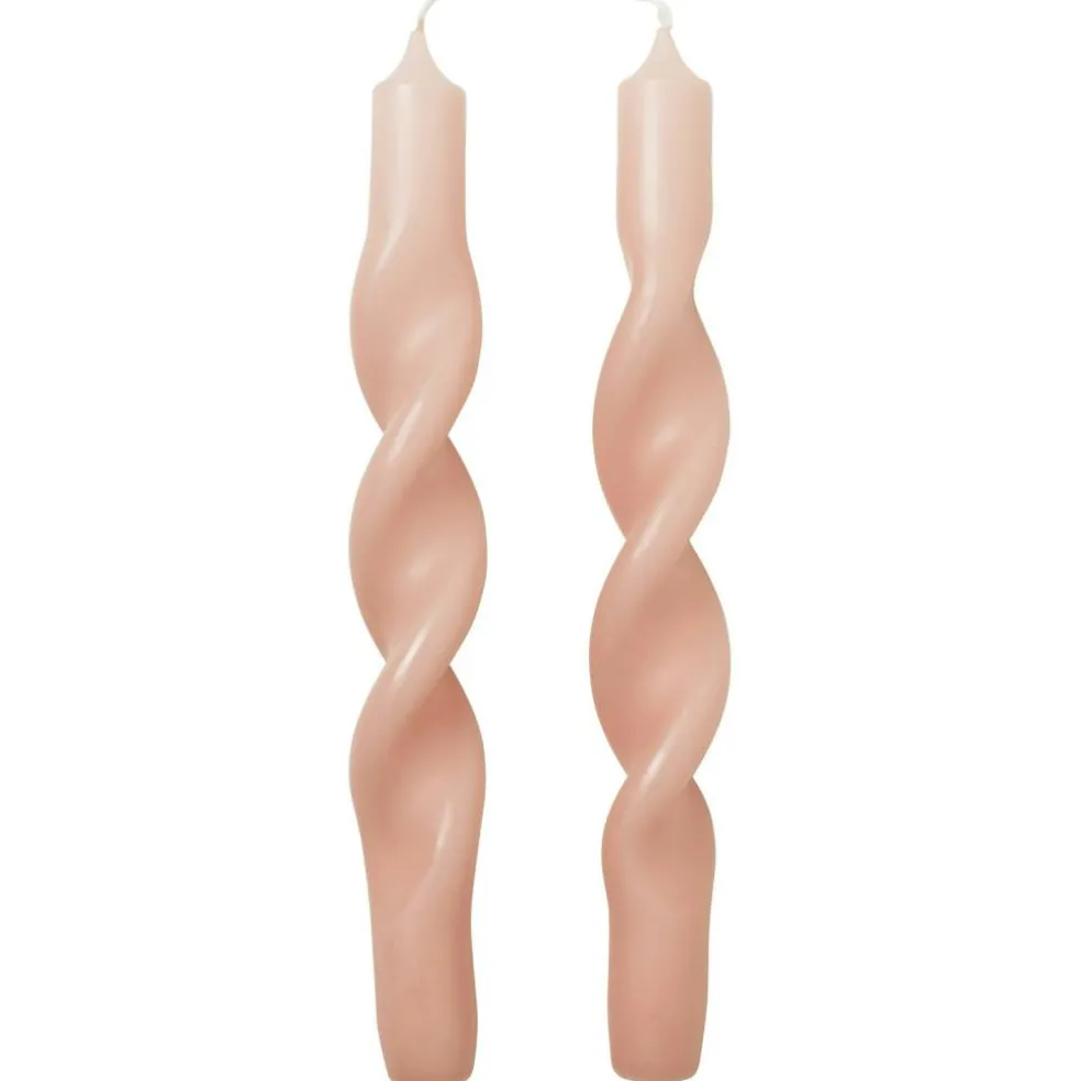 Twist Candle 23 cm 2-pack, Apricot Cream