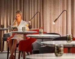 Volta P-3538-W Floor Lamp, Black / Satin Gold