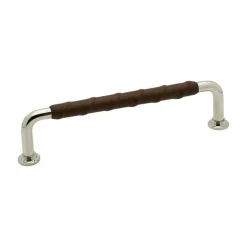 1353-128 Leather Handle, Untreated Brass/Black