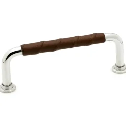 1353-128 Leather Handle, Untreated Brass/Black