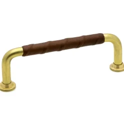 1353-128 Leather Handle, Untreated Brass/Black