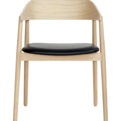 AC2 Armchair, White Pigmented Oak/Black Leather