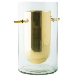 Alba Vase Mouth Blown Glass / Brass, Cylinder