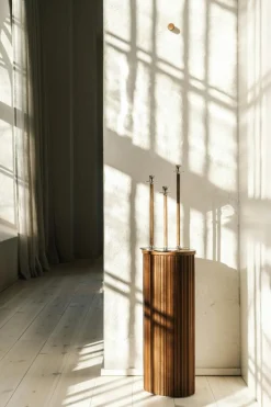 Alto Basso Candlestick 30 cm, Walnut/Nickel Plated