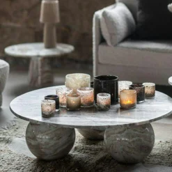 Ambra Candle Holder 8 cm, White/Brown