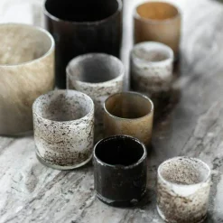 Ambra Candle Holder 8 cm, White/Brown