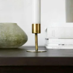 Anit Candle Stand 12 cm, Antique Brass