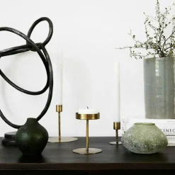 Anit Candle Stand 12 cm, Antique Brass