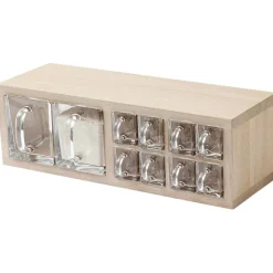 A-Organizer Shelf With 10 Glass Jugs, Oak