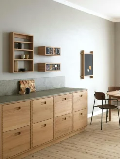 A-Organizer Shelf With 10 Glass Jugs, Oak