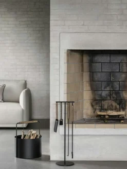 Ashi Fireplace Tools With Stand 5 Pieces, Black