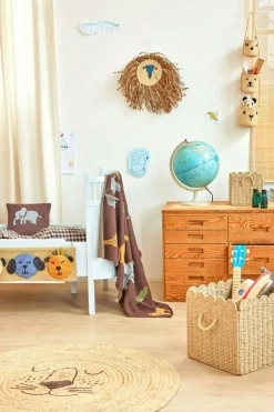 Baby Blanket Knitted With Animals & 3D Details, Chocolate