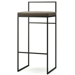 Bar Stool With Backrest 90 cm, Black / Rust Bouclé