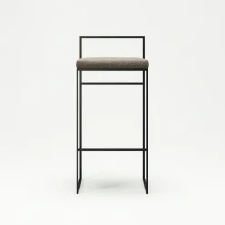 Bar Stool With Backrest 90 cm, Black / Rust Bouclé