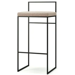 Bar Stool With Backrest 90 cm, Black / Rust Bouclé