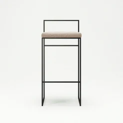 Bar Stool With Backrest 90 cm, Black / Rust Bouclé