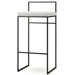 Bar Stool With Backrest 90 cm, Black / Rust Bouclé