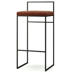 Bar Stool With Backrest 90 cm, Black / Rust Bouclé