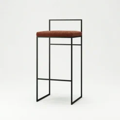 Bar Stool With Backrest 90 cm, Black / Rust Bouclé