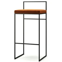 Bar Stool With Backrest 90 cm, Black / Rust Bouclé