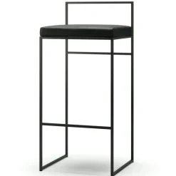 Bar Stool With Backrest 90 cm, Black / Rust Bouclé