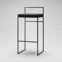 Bar Stool With Backrest 90 cm, Black / Rust Bouclé