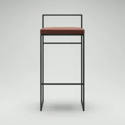 Bar Stool With Backrest 90 cm, Black / Rust Bouclé