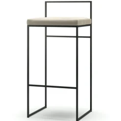 Bar Stool With Backrest 90 cm, Black / Rust Bouclé